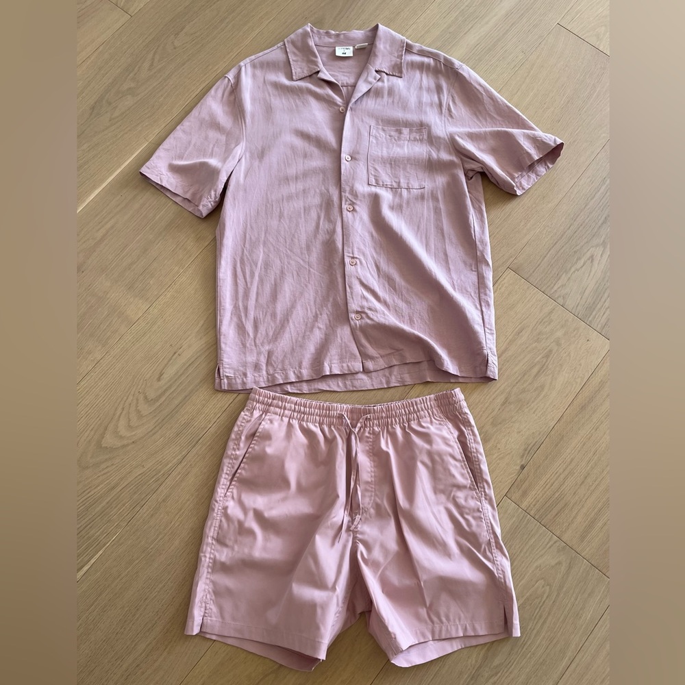 CHIMI x HM collab capsule. Men’s Pink matching set. Shirt is M, shorts are S